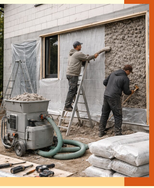 Утепление дома из газобетона эковатой в Каменке от 4552 руб./м2 | ТепломастерКам